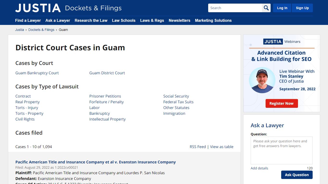 Cases, Dockets and Filings in Guam | Justia Dockets & Filings