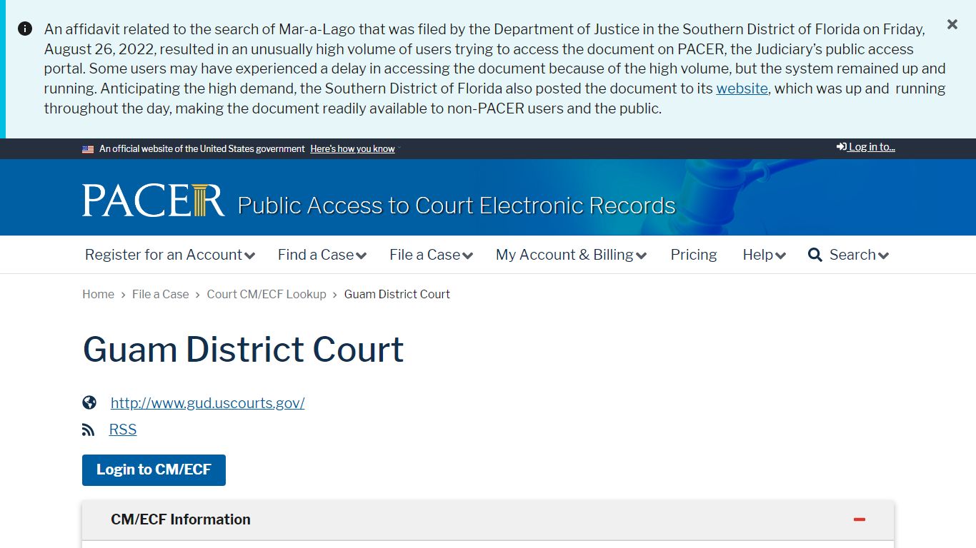 Guam District Court | PACER: Federal Court Records